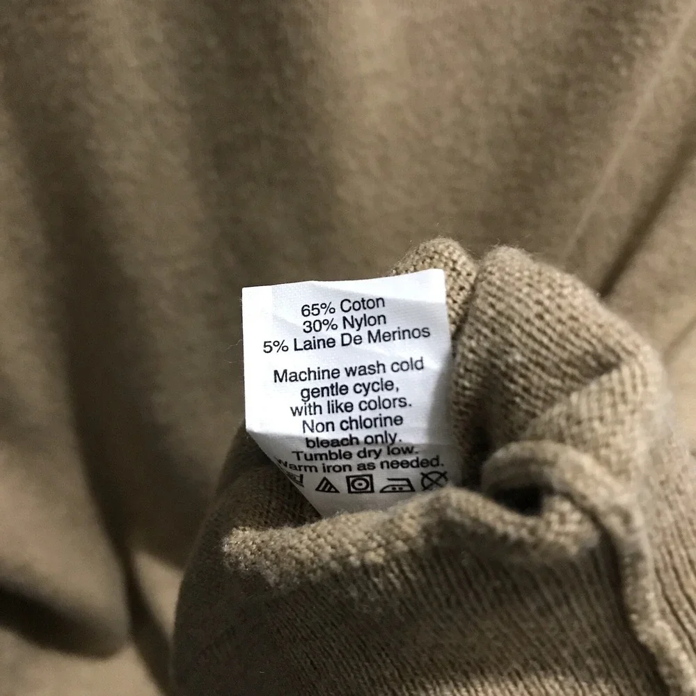 J Crew Factory V Neck Cotton Nylon 5% Merino Wool‎ Blend Sweater Men's XL Camel